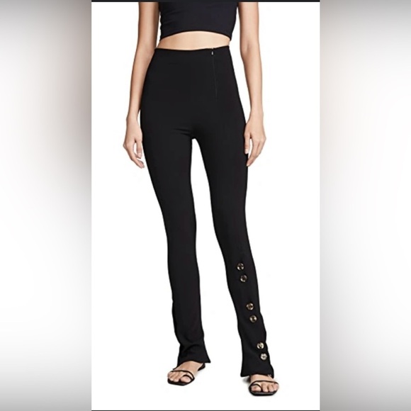 A.W.A.K.E. MODE High-waisted Side Button‎ Skinny Trousers In Black Sz 40 EU - Picture 1 of 14